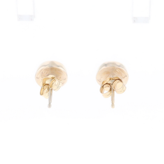 Gold Quartz Earrings Round Inlaid Studs
