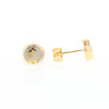 Gold Quartz Earrings Round Inlaid Studs