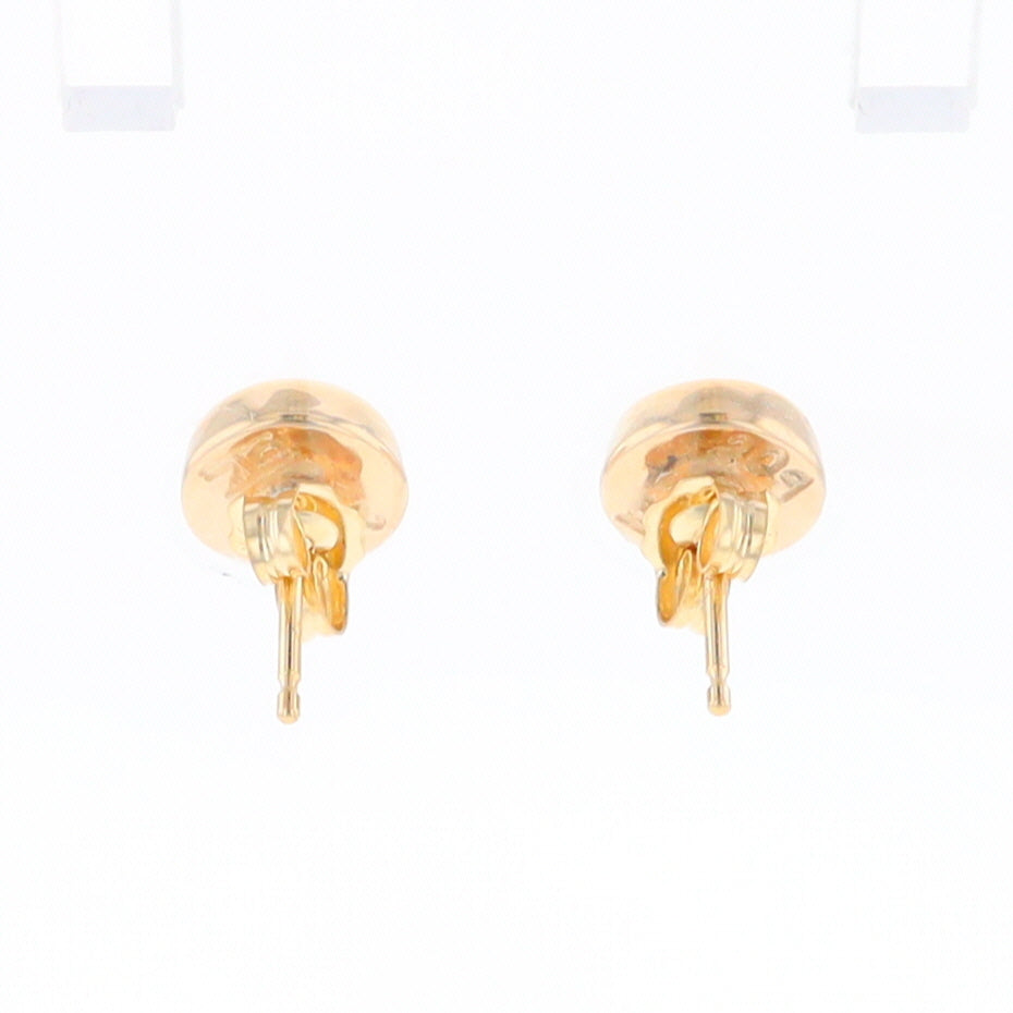 Gold Quartz Earrings Round Inlaid Studs