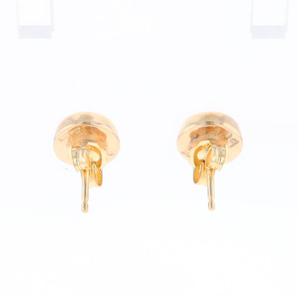 Gold Quartz Earrings Round Inlaid Studs