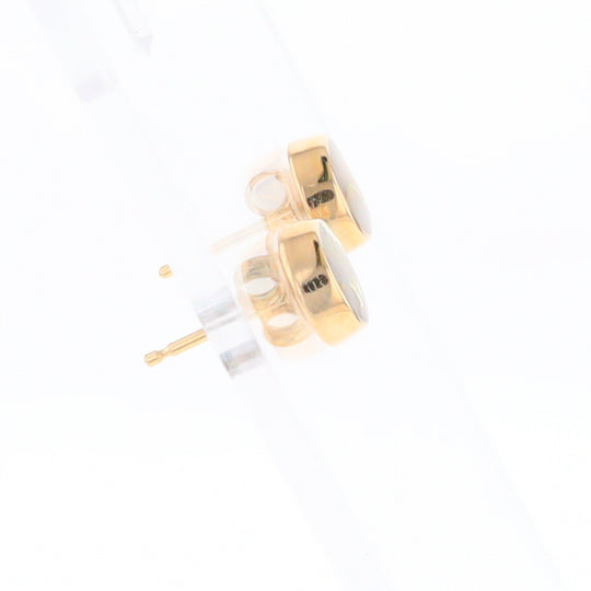 Gold Quartz Earrings Round Inlaid Studs