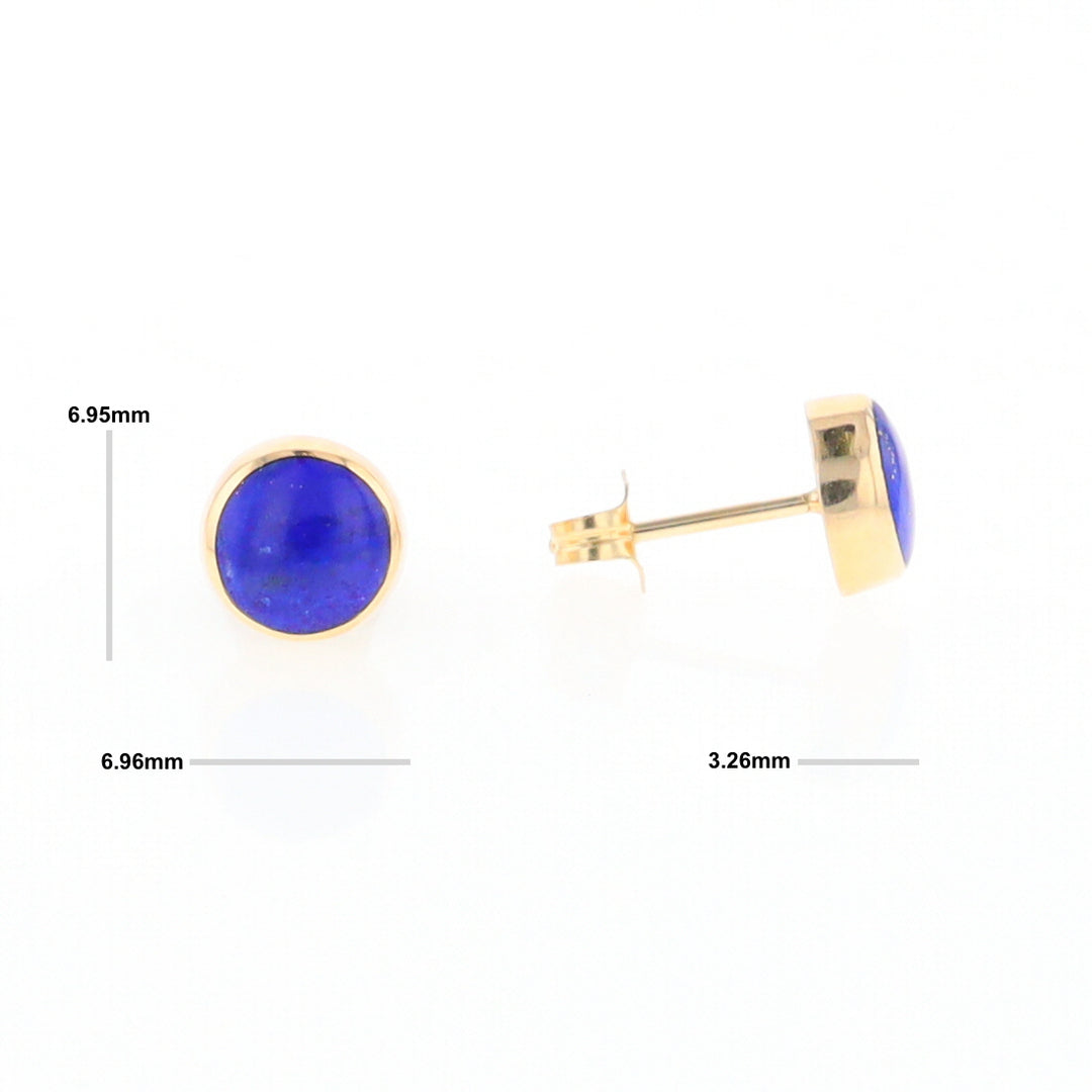 Lapis 6mm Round Inlaid Earrings