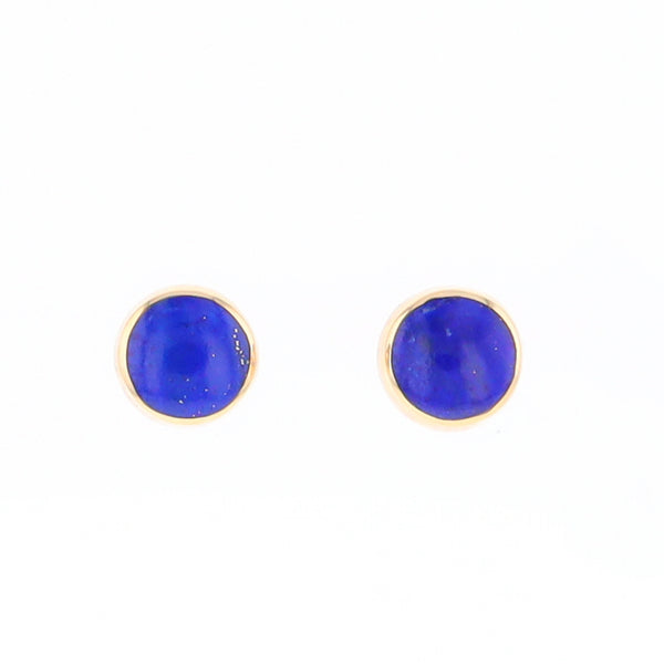 Lapis 6mm Round Inlaid Earrings