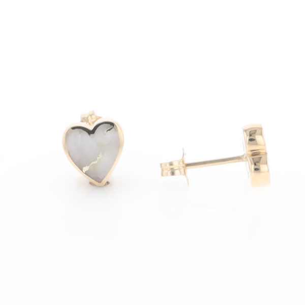 Gold Quartz Heart Stud Earrings - G2