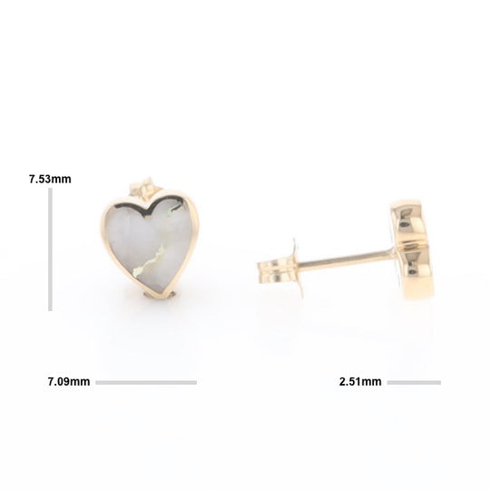 Gold Quartz Heart Stud Earrings - G2