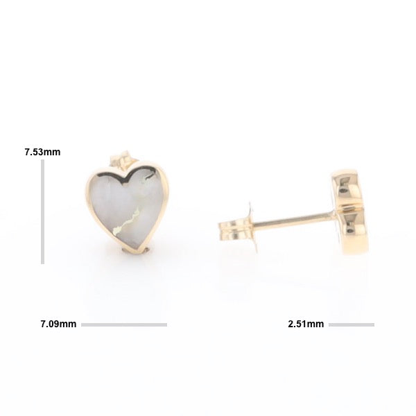 Gold Quartz Heart Stud Earrings - G2