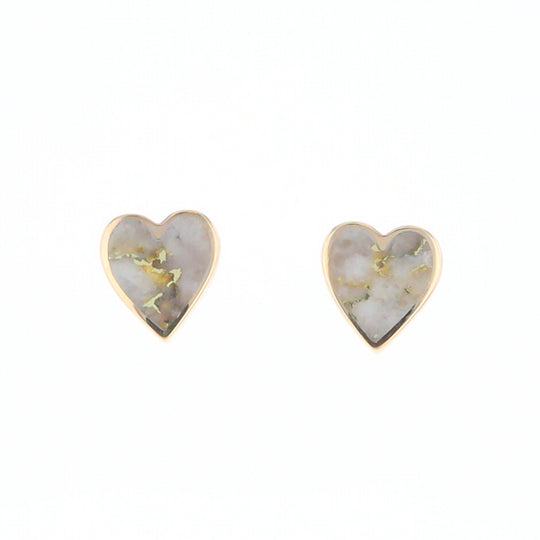 Gold Quartz Heart Stud Earrings - G2