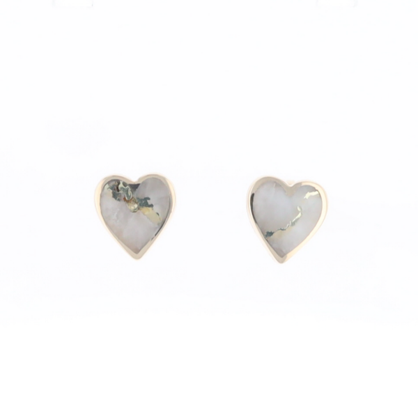 Gold Quartz Heart Stud Earrings - G2