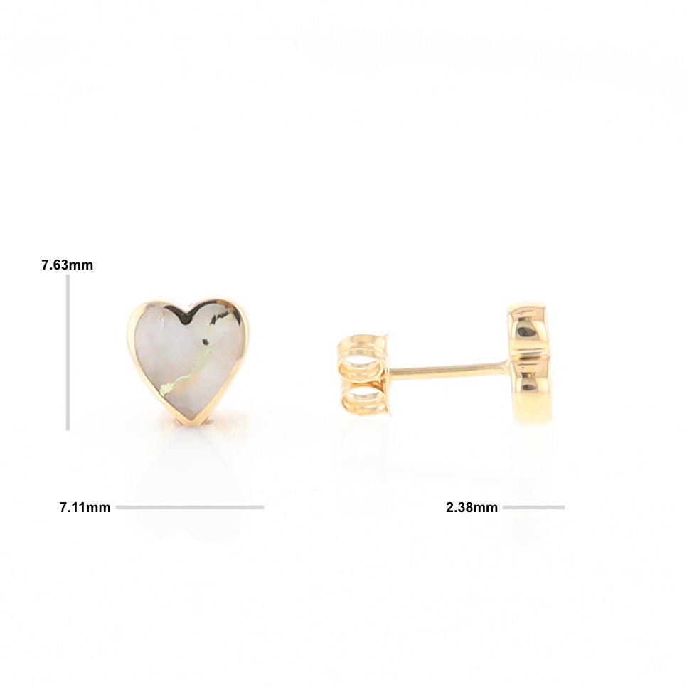 Gold Quartz Heart Stud Earrings - G2