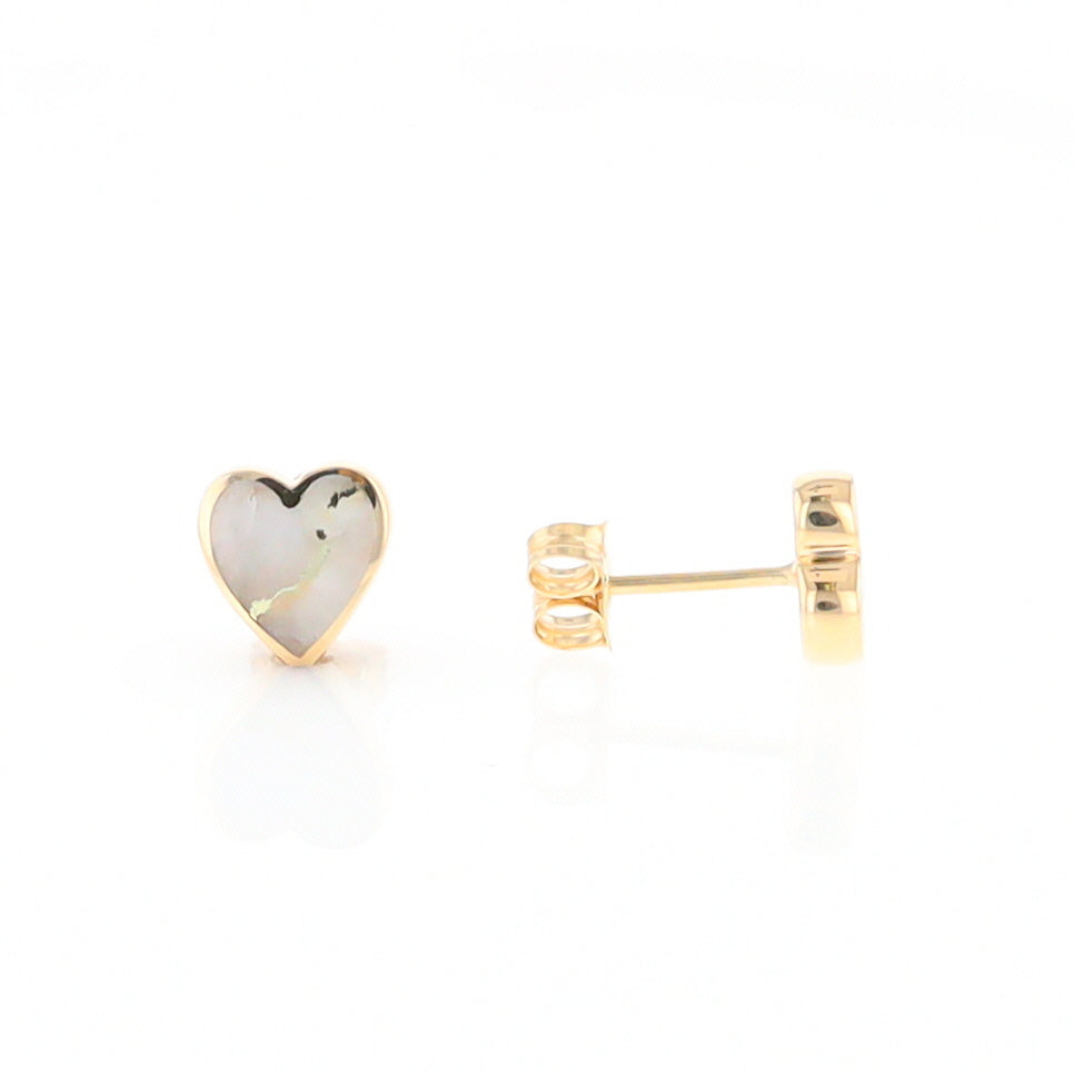 Gold Quartz Heart Stud Earrings - G2