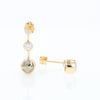 Gold Quartz Round Inlay with Diamond Accents Stud Earrings G1