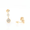 Gold Quartz Round Inlay with Diamond Accents Stud Earrings G2