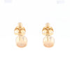 Gold Quartz Round Inlay with Diamond Accents Stud Earrings G2