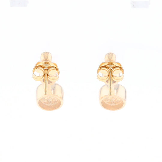 Gold Quartz Round Inlay with Diamond Accents Stud Earrings G2