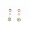 Gold Quartz Round Inlay with Diamond Accents Stud Earrings G2