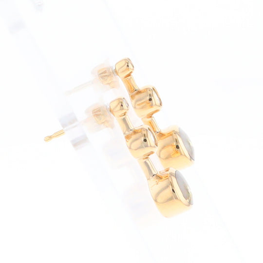 Gold Quartz Round Inlay with Diamond Accents Stud Earrings G2