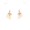 Gold Quartz Earrings Triangle Shape Inlaid with .04ct Round Diamonds - G2
