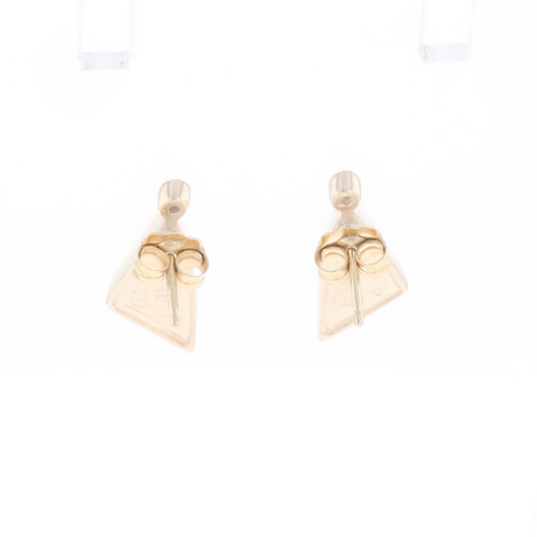Gold Quartz Earrings Triangle Shape Inlaid with .04ct Round Diamonds - G2