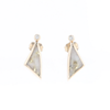 Gold Quartz Earrings Triangle Shape Inlaid with .04ct Round Diamonds - G2