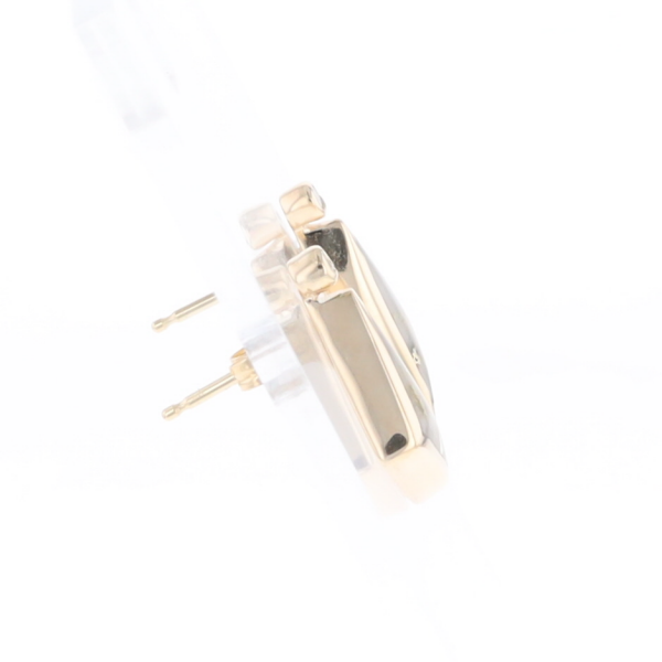 Gold Quartz Earrings Triangle Shape Inlaid with .04ct Round Diamonds - G2