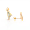 Gold Quartz Earrings Triangle Shape Inlaid with .04ct Round Diamonds - G2