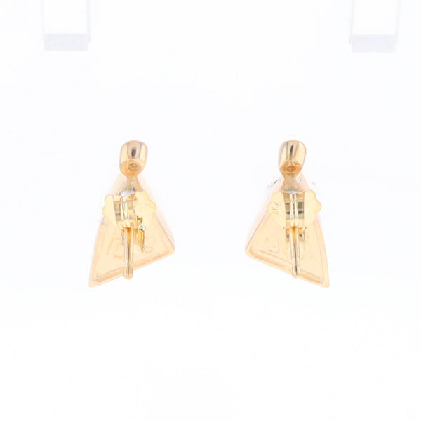 Gold Quartz Earrings Triangle Shape Inlaid with .04ct Round Diamonds - G2