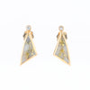 Gold Quartz Earrings Triangle Shape Inlaid with .04ct Round Diamonds - G2