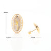 Gold Quartz Earrings Oval Inlaid Design .73ctw Round Diamonds Halo