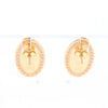 Gold Quartz Earrings Oval Inlaid Design .73ctw Round Diamonds Halo