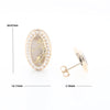 Gold Quartz Earrings Oval Inlaid Design .73ctw Round Diamonds Halo G2
