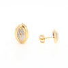 Gold Quartz Earrings Oval Inlaid Design Studs G2