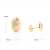 Gold Quartz Earrings Oval Inlaid Design Studs G2