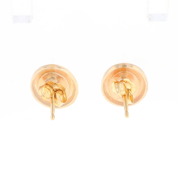 Gold Quartz Earrings Oval Inlaid Design Studs G2
