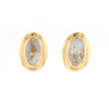 Gold Quartz Earrings Oval Inlaid Design Studs G2