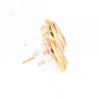 Gold Quartz Earrings Oval Inlaid Design Studs G2