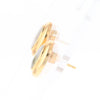 Gold Quartz Earrings Oval Inlaid Design Studs G2