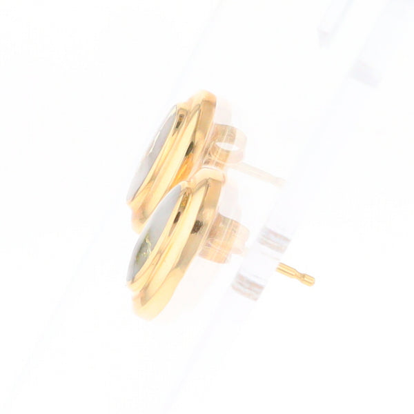 Gold Quartz Earrings Oval Inlaid Design Studs G2