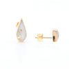 Gold Quartz Earrings Tear Drop Inlaid Studs