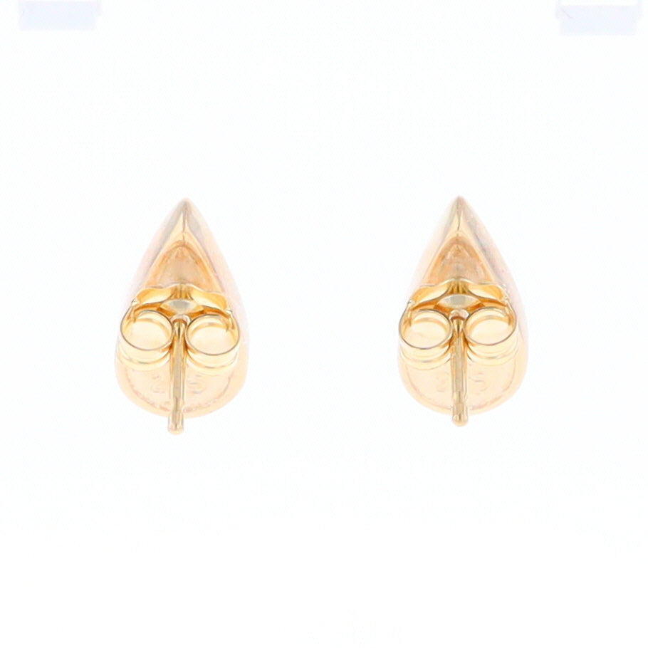 Gold Quartz Earrings Tear Drop Inlaid Studs