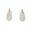 Gold Quartz Earrings Tear Drop Inlaid Studs