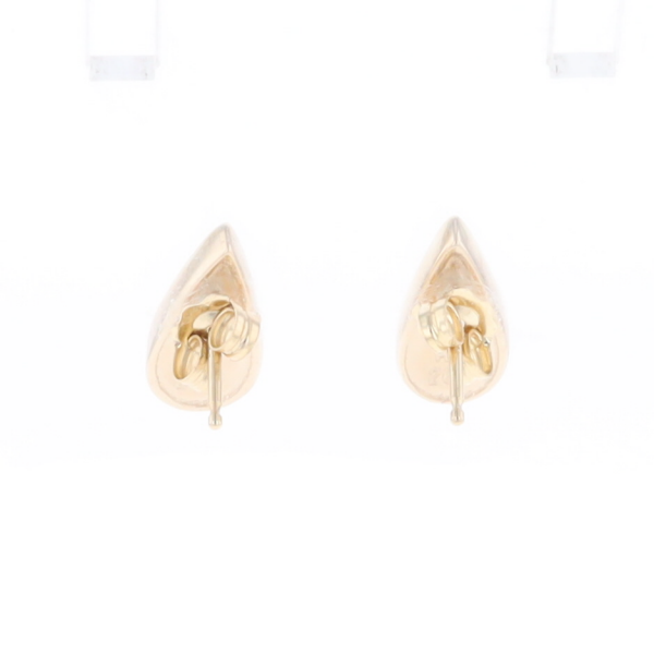 Gold Quartz Earrings Tear Drop Inlaid Studs