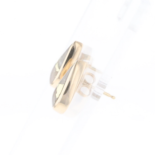 Gold Quartz Earrings Tear Drop Inlaid Studs