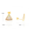 Gold Quartz Earrings Triangle Inlaid Studs - G2