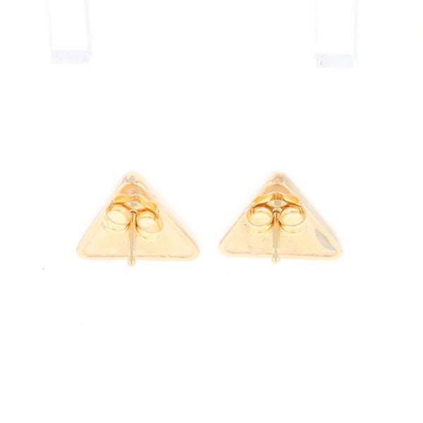 Gold Quartz Earrings Triangle Inlaid Studs - G2