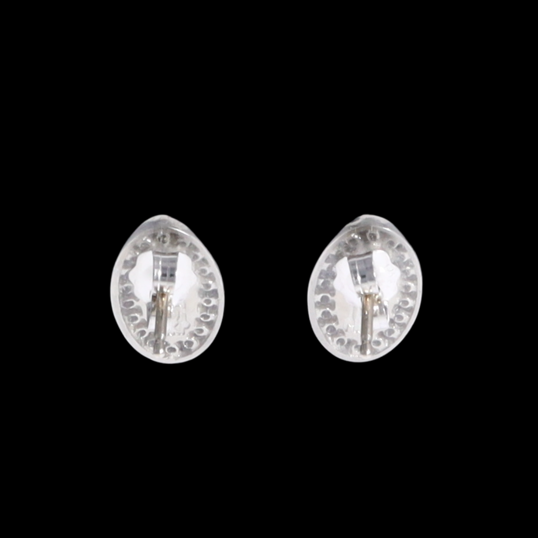 Opal Earrings Oval Inlaid with .25ctw Round Diamond Halo Studs