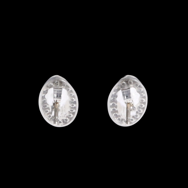 Opal Earrings Oval Inlaid with .25ctw Round Diamond Halo Studs