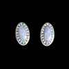 Opal Earrings Oval Inlaid with .25ctw Round Diamond Halo Studs