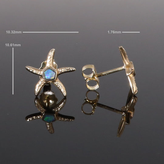 Opal Earrings Inlaid Realistic Star Fish Design Studs