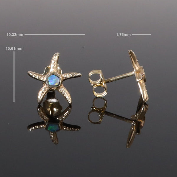 Opal Earrings Inlaid Realistic Star Fish Design Studs