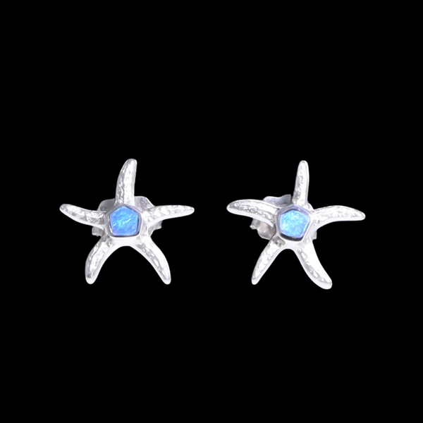 Opal Earrings Inlaid Realistic Star Fish Design
